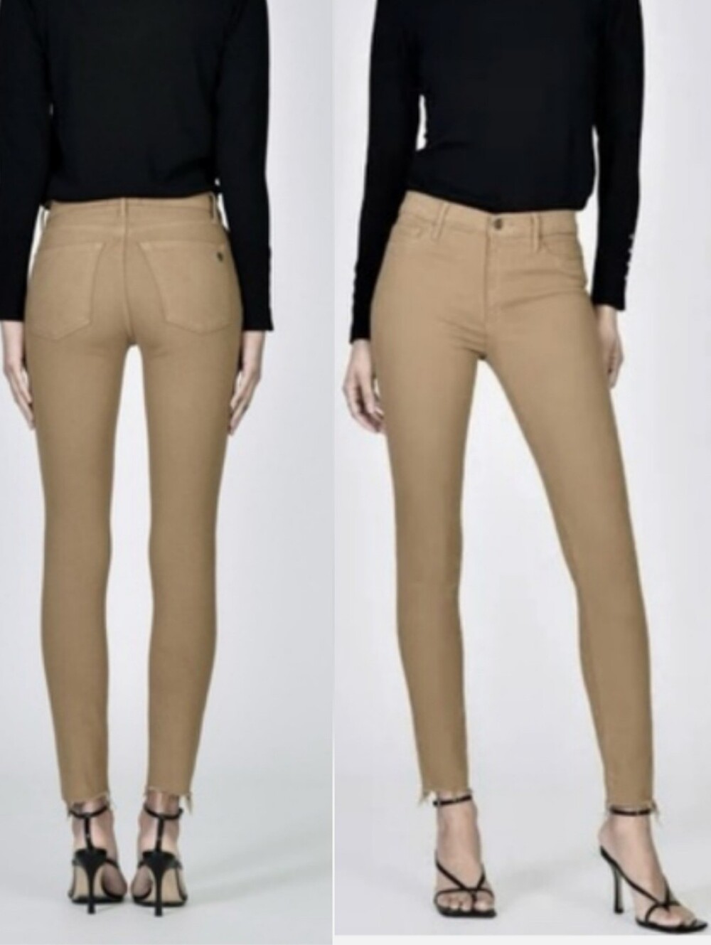 BLACK ORCHID Carmen High Rise Skinny Frayed Ankle Jeans New Khaki Glitter